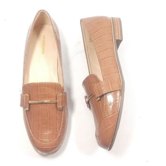 Liz Claiborne NEW Women's Times Tan Croc Loafers Slip on Flats Shoes Size 6.5 - Picture 1 of 6
